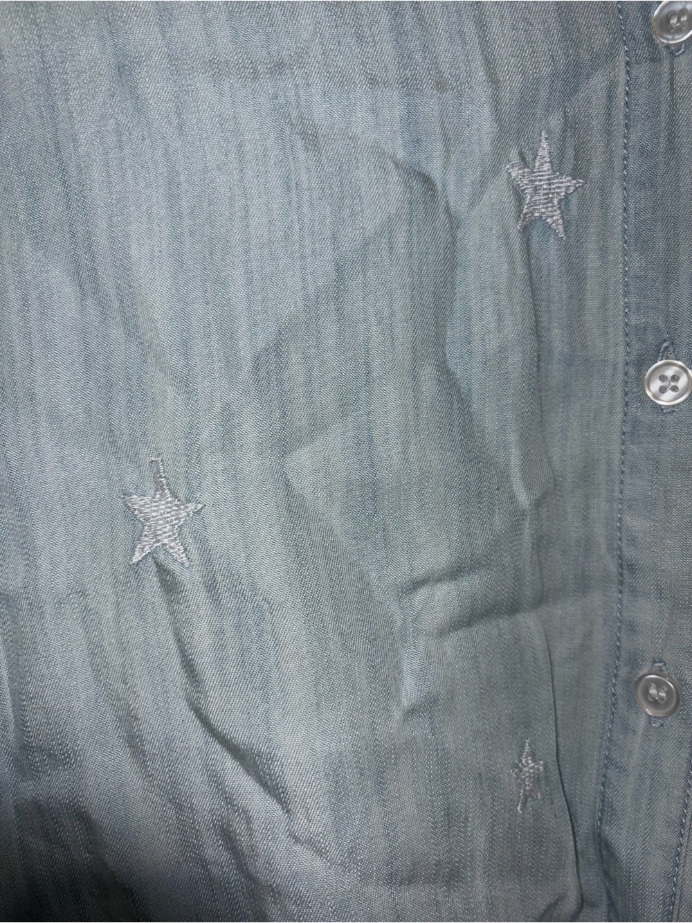 Velvet Heart Light Blue Star-Embroidered Tie-Front Button Down Top - Picture 3 of 5